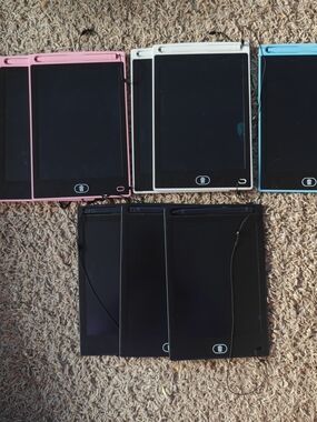 Portable LCD Writing Tablets - Pink, White, Blue, Black - Multipack